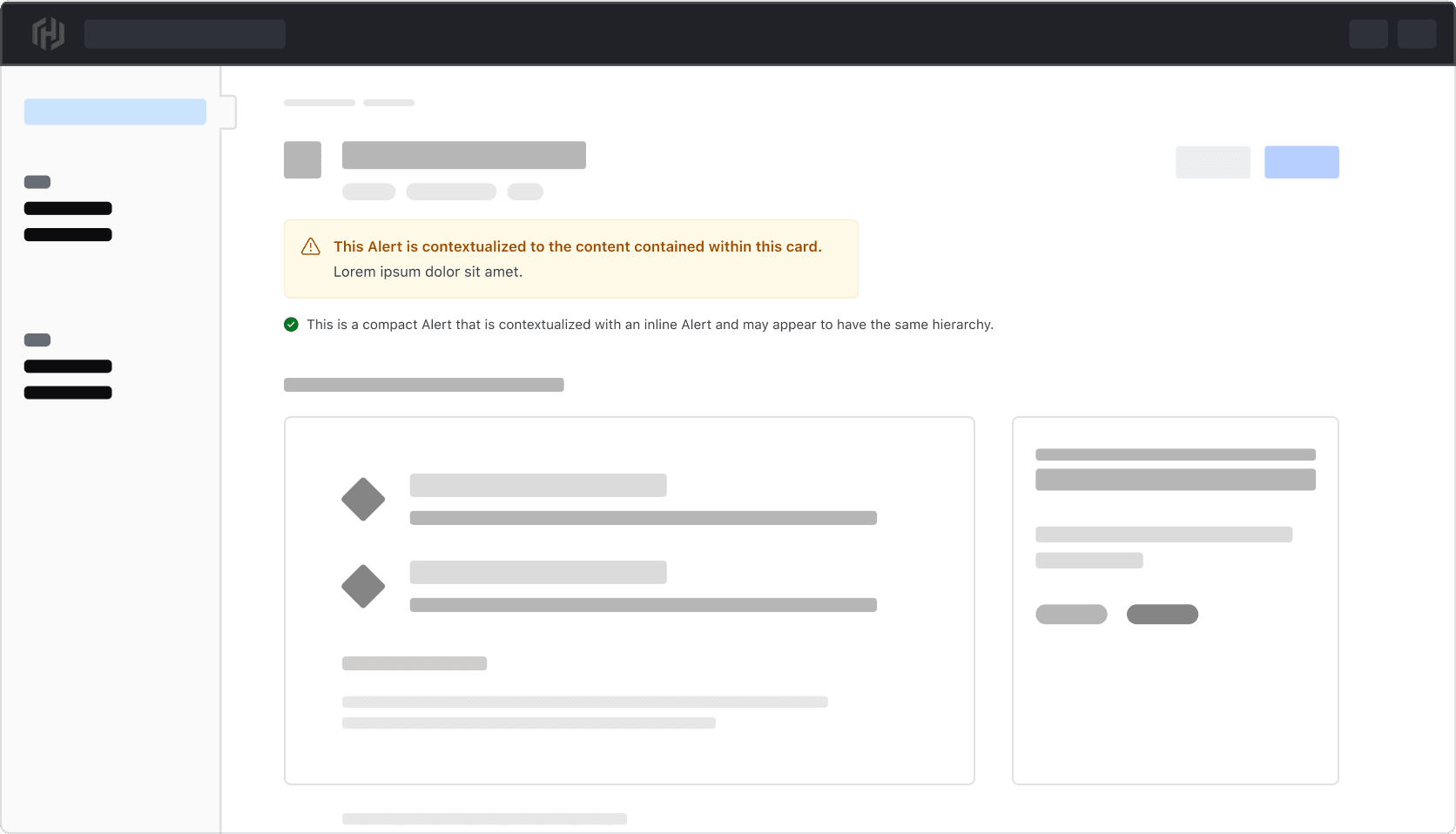 Example of different Alert types in the same context